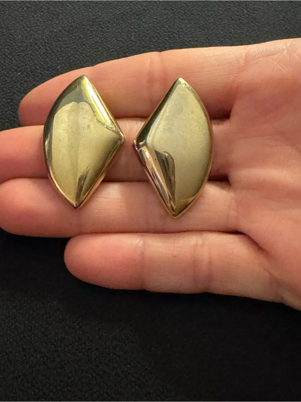 Vintage Gold Tone Geometric Statement Stud Earrings Modernist Minimalist
